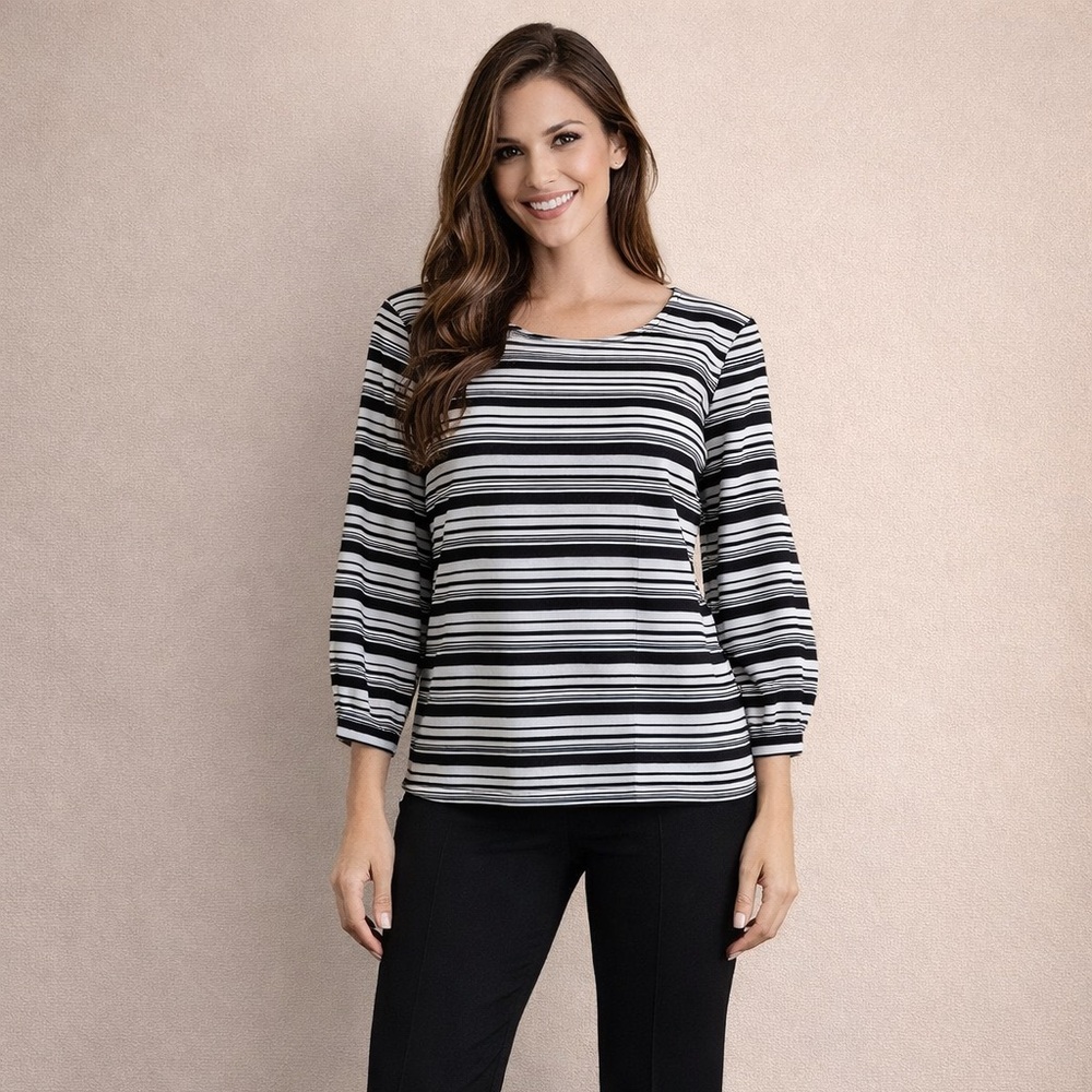 Striped Black and White Women's Top